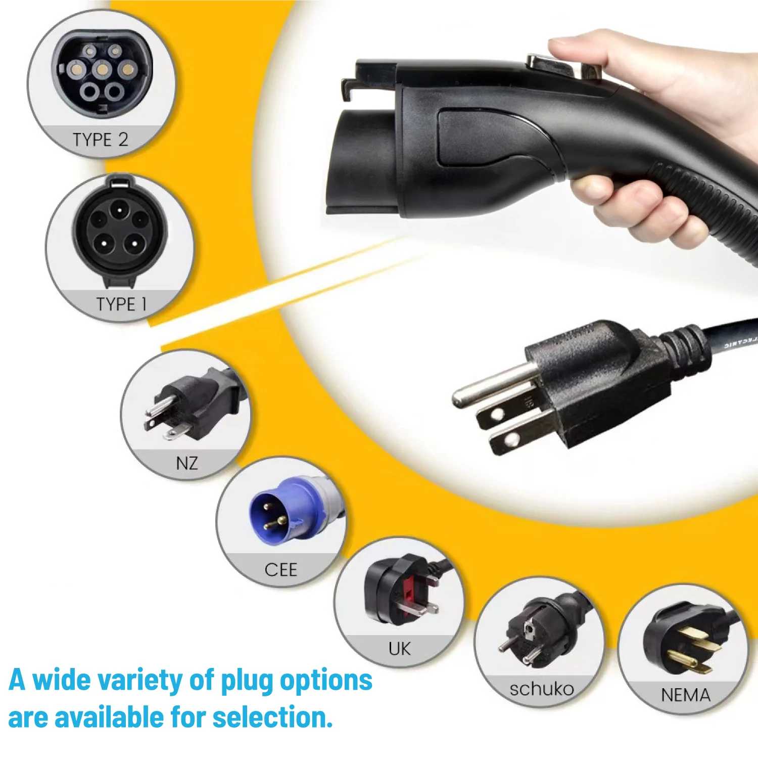 KINLANAO EV Charger Type1 7kw 32A 5M EVSE Charging Cable Plug Controller Wallbox for Electric Car