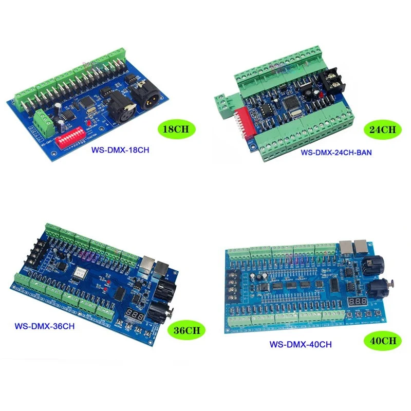 

DMX512 Decoder 18CH/24CH/27CH/36CH/40CH DMX RGB RGBW LED Controller For LED Strip,Lamp,Module