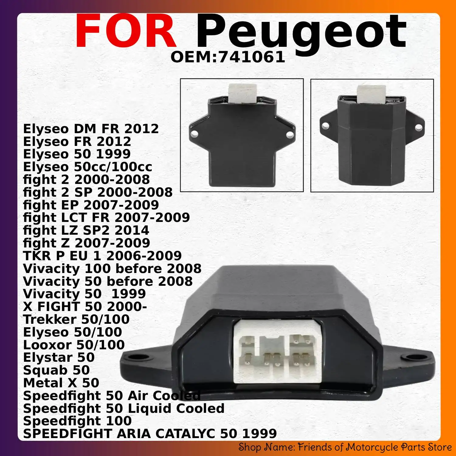 Unidad de encendido CDI 741061 para Peugeot Elyseo DM FR 50cc 100cc / Fight 2 SP EP LCT FRLZ Z / TKR P EU 1 / Vivacity 100 50 X Fight 50