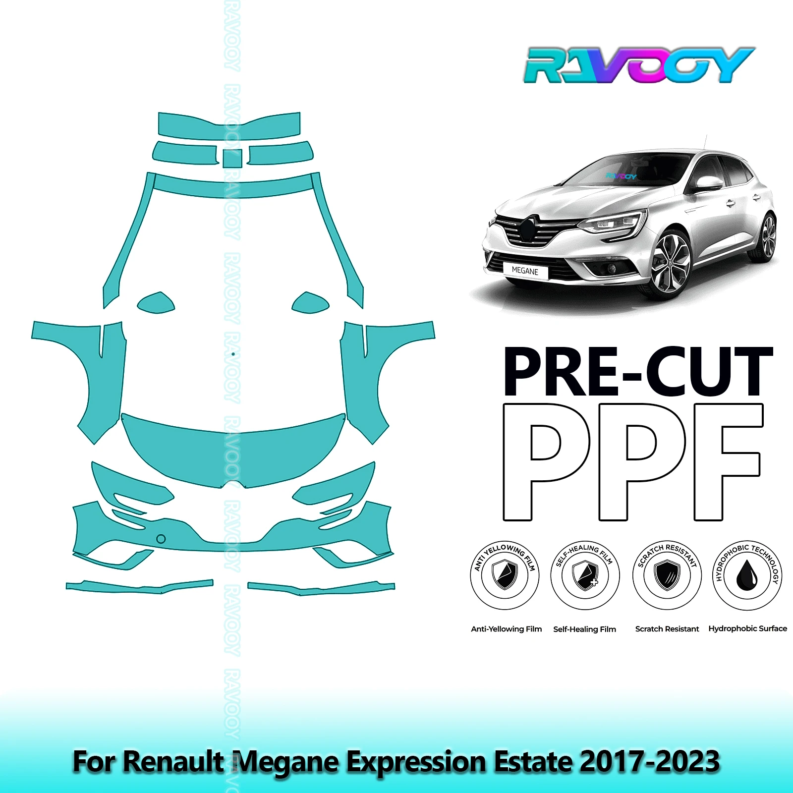 

Car Front Kit Clear Bra Precut PPF Paint Protection Film For Renault Megane Expression Estate 2017-2023
