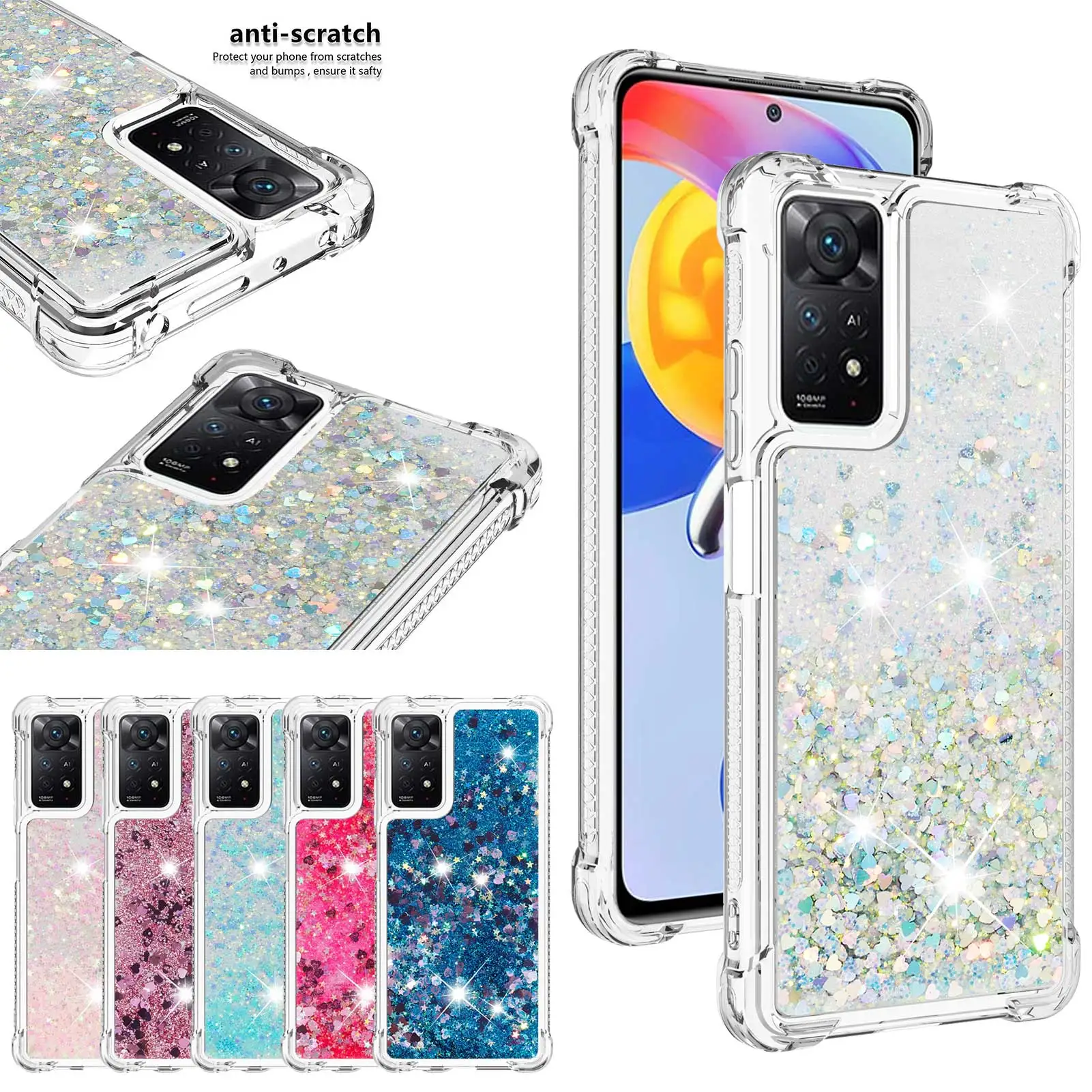 Quicksand Glitter Case For Xiaomi Redmi Note 11 11E Pro 11S Redmi A3 A1 Plus 2022 10C Transparent Shine Cover