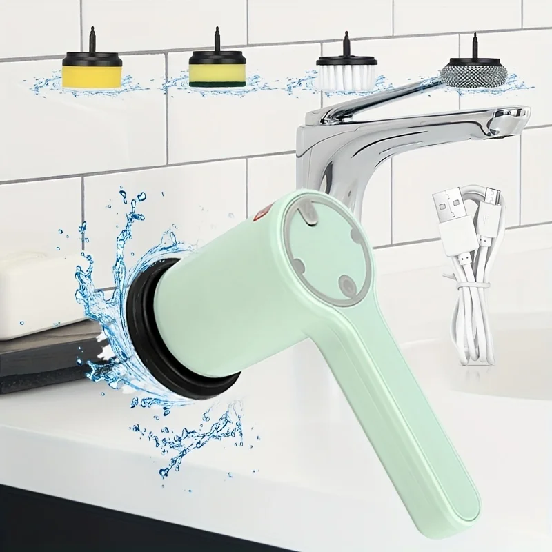 Épurateur rotatif, brosse de nettoyage épurateur électrique sans fil avec têtes de brosse remplaçables épurateur de douche électrique à main pour baignoire,