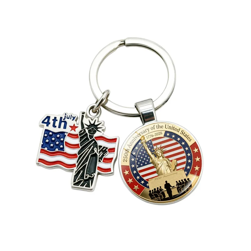 The United States 250th Anniversary Commemorative Keychain Fashion Trendy Versatile Key Ring for Men Women Daily Use