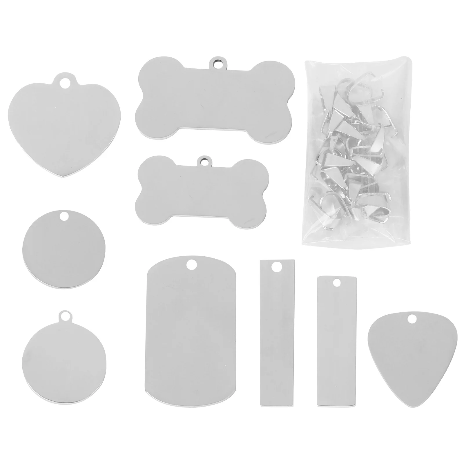 24Pcs Stainless Steel Pendants Durable Pet Tags for Dogs Cats DIY Stamping Charms Jewelry Making Stainless Steel Tag