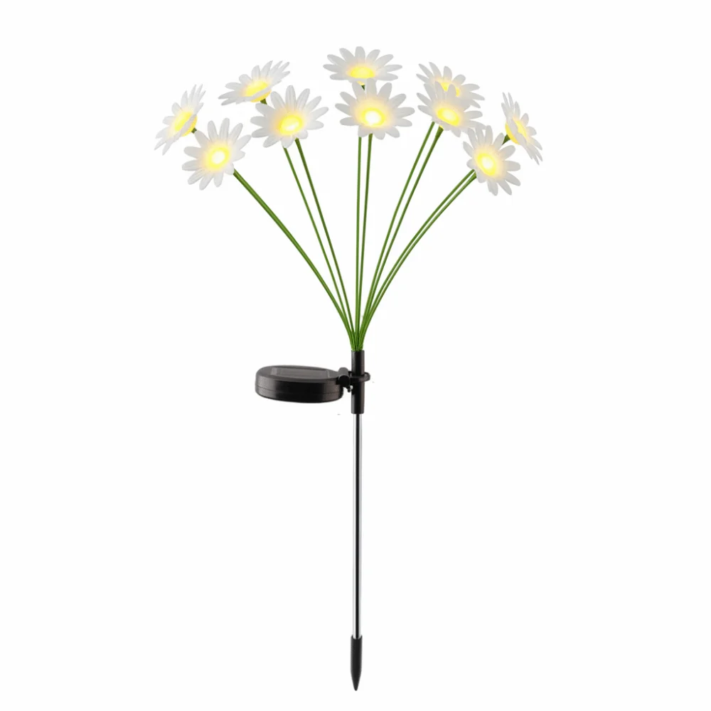 LED Solar Lamp Solar Daisy Lights Ground Plug Simulation Flower Solar Landscape Lights Solar Powered 6/8/10 LED Pathway Lighting