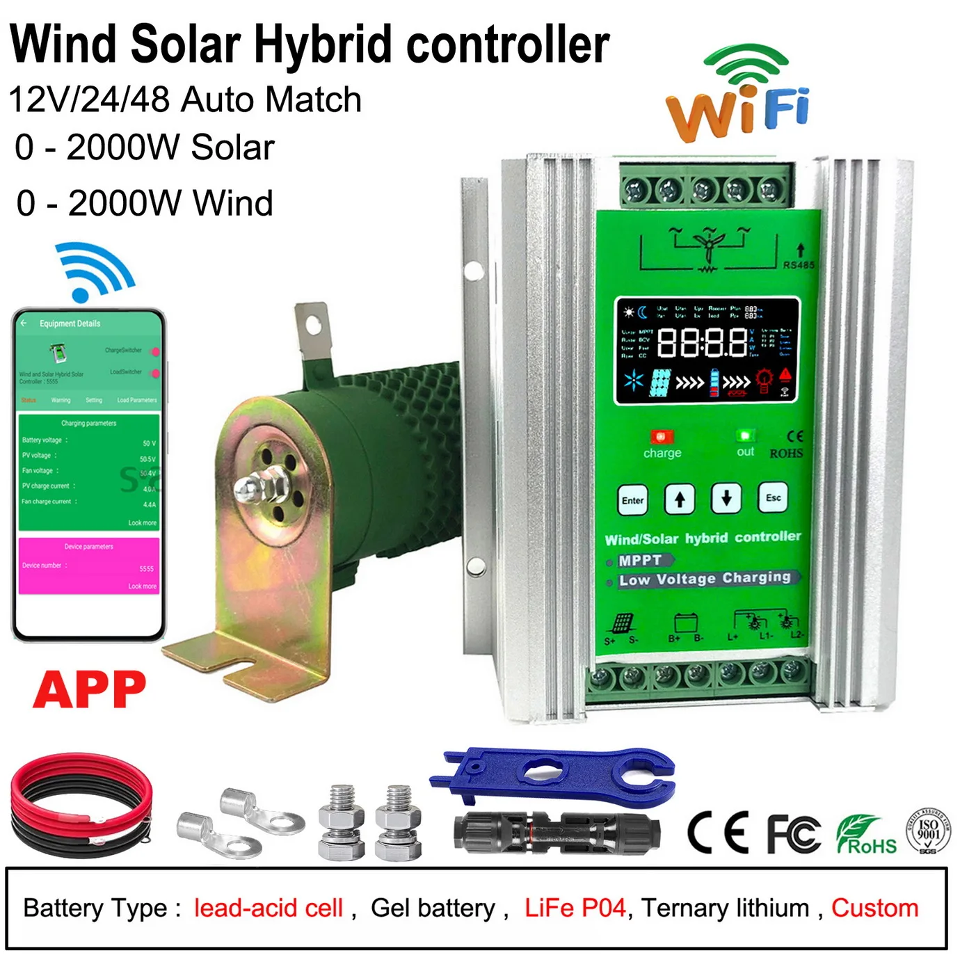 MPPT 0-4000W big power Hybrid Wind Solar Charge Dischage Booster Controller Regulator With Dump Load  Wind Generator Solar Panel