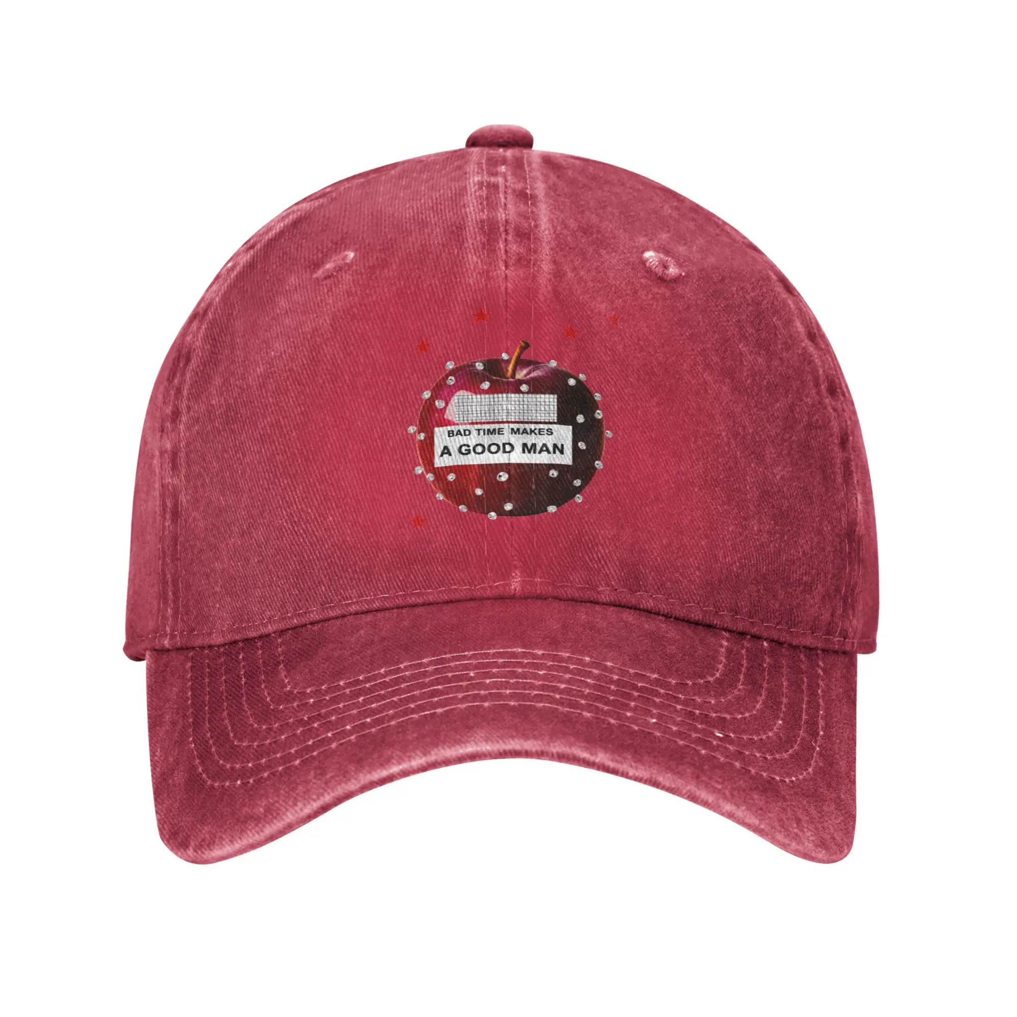 Summer Cap Sun Visor Bad Time Makes A Good Man Red Apple Diamond Star Streetwear Design Hip Hop Caps  Cowboy Hat Peaked Hats