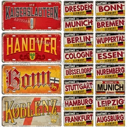Artisian Germany Landmark License Plate City State Metal Sign Decorative Car Plate Wall Decor Garage Bar Pub Club Hotel Cafe