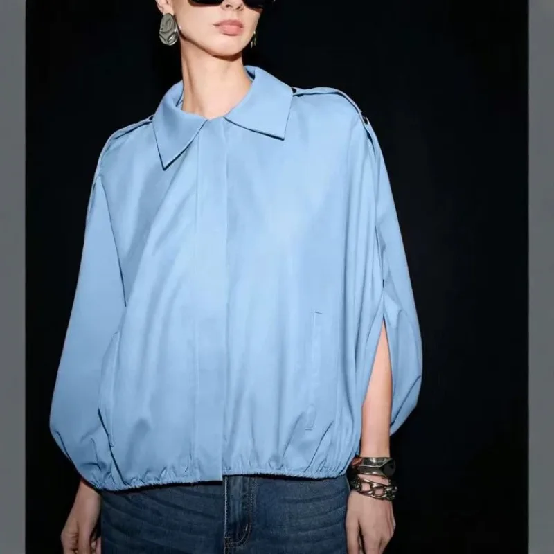 2026 Women's Clothing European and American Style Bat Sleeve Split-ended Short Fashion Versatile Jacket