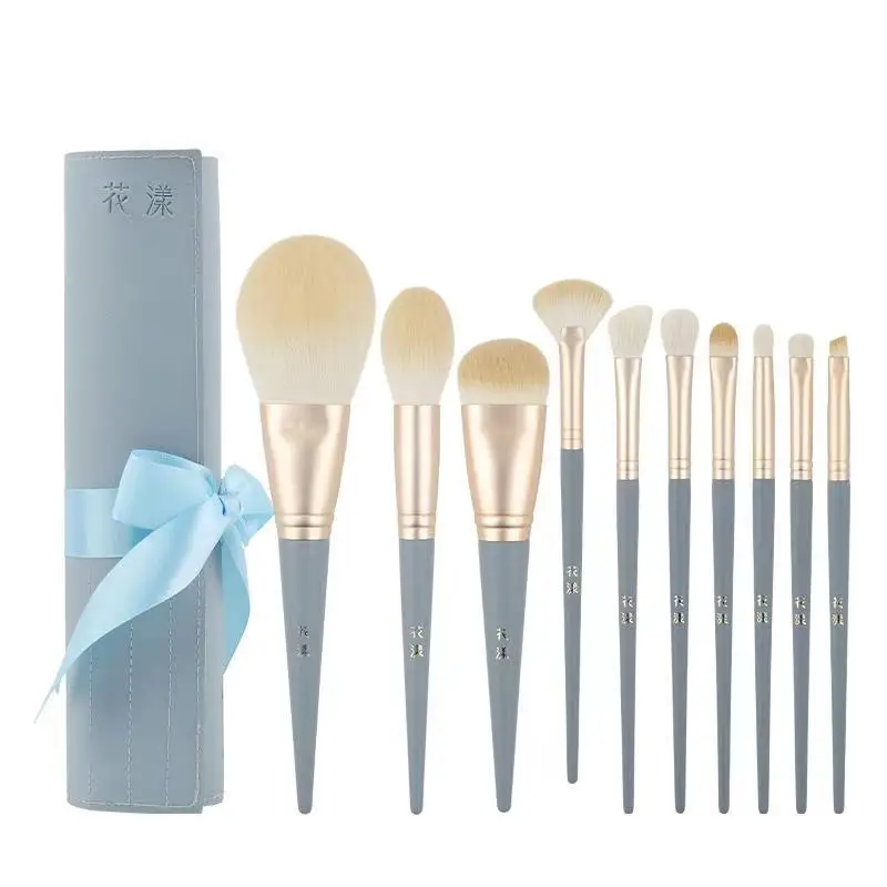 Hxl 10 Pcs Makeup Brush Set Soft Powder Brush Eye Shadow Brush Animal Hair Soft Hair Tools