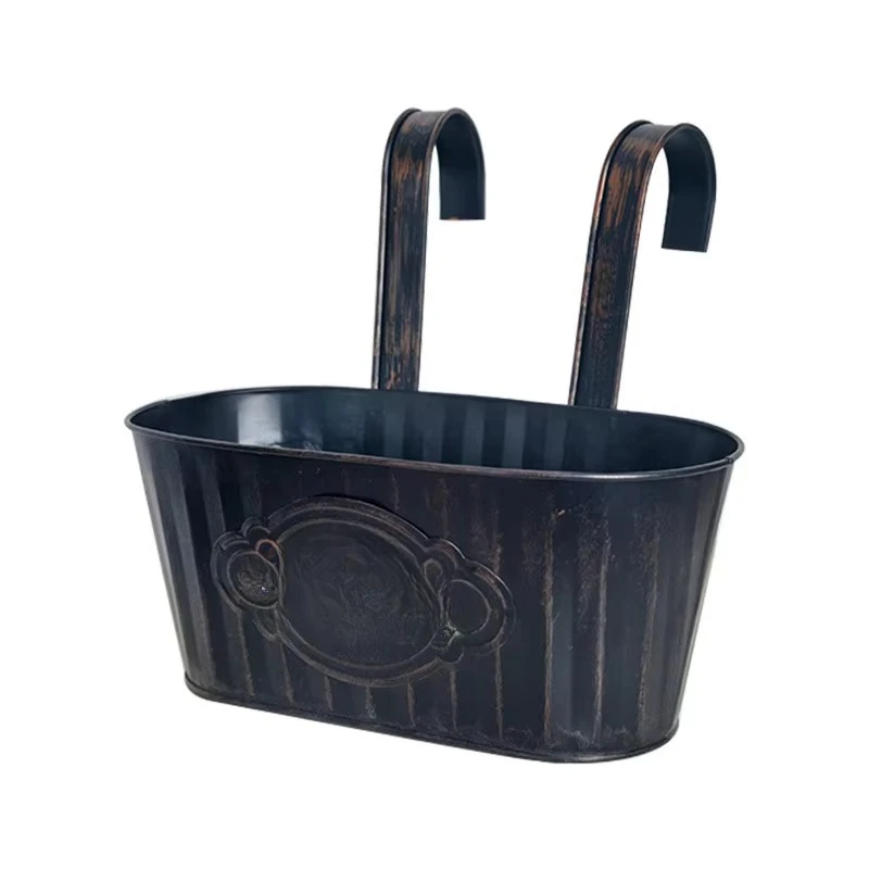 Cubo colgante Retro, maceta con doble gancho, macetas  jardinería, cubo colgante, maceteros, riel  hierro, maceta, decoració