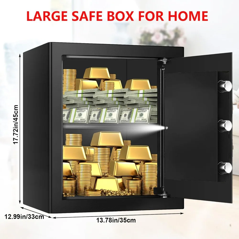 Cuft Large Home Safes Water and Fireproof, Anti-theft Document Safe for Home Use with Programmable Keypad, Alarm System