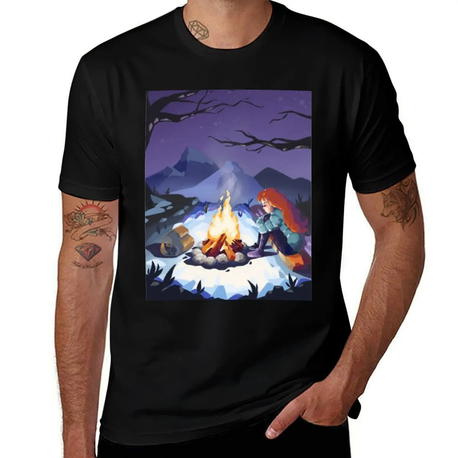 

Burning celeste art game mountain gift for fans T-Shirt Plus Size Gym Sports T-Shirt