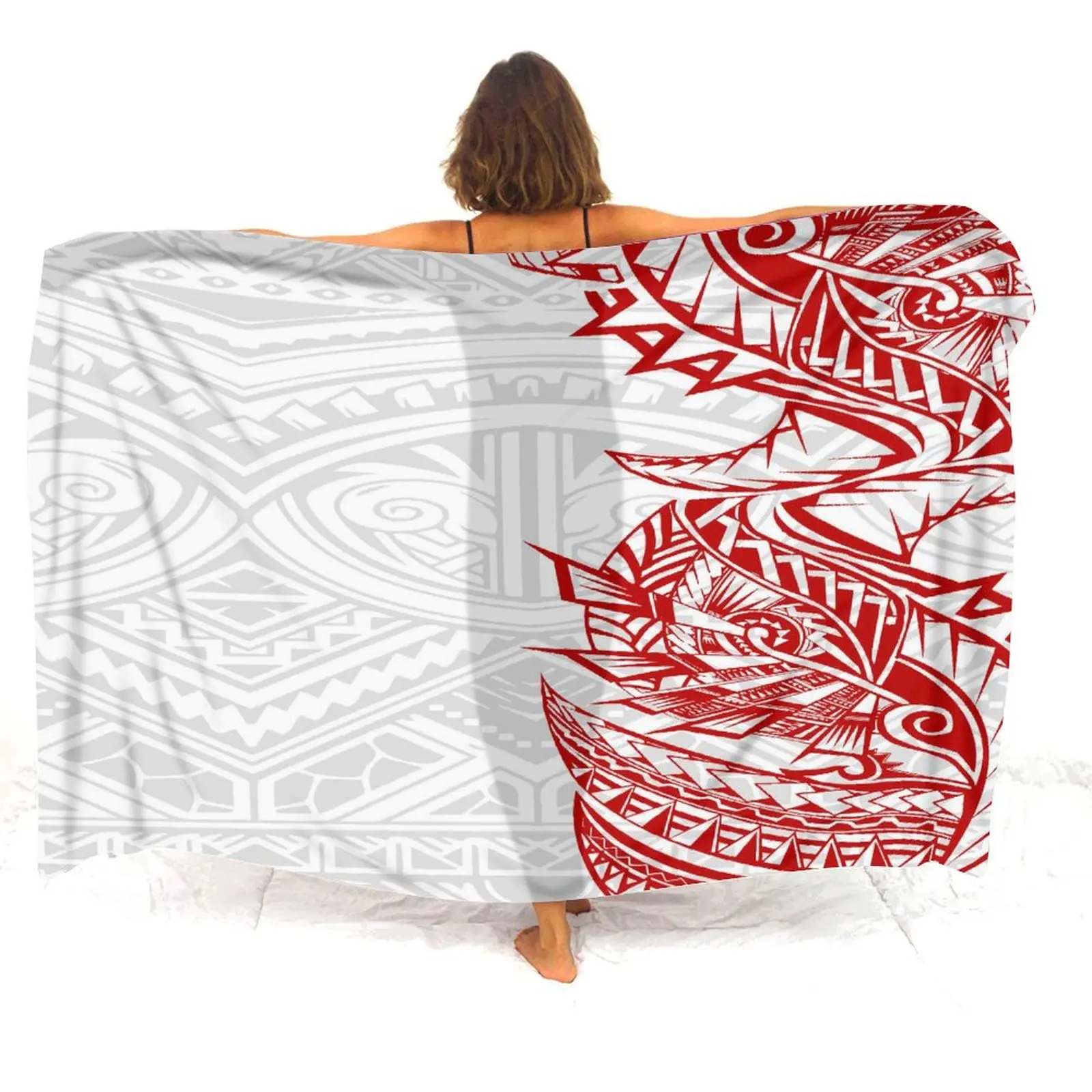 2024 New Polynesian Ladies Sarong Custom Samoan Retro Pattern Art Shawl One Piece Soft Elegant Coat