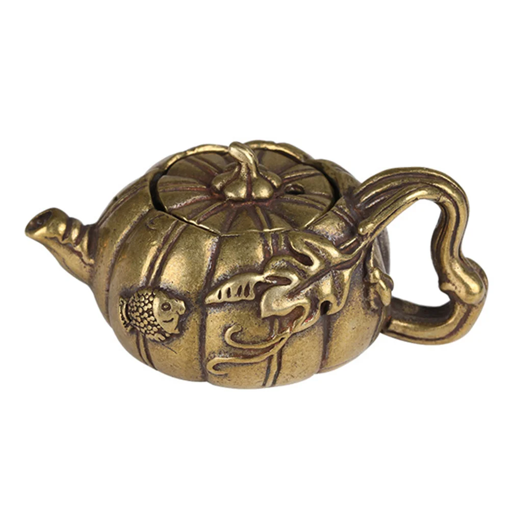

Mini Copper Teapot Shape Ornament High Quality Brass Home Decor Desktop Metal Craft Miniature Ideal Kitchen Bar