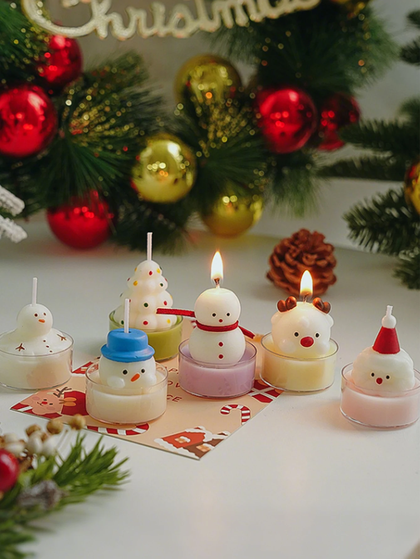 1pc, Christmas tea wax, soybean blend wax, British pear and Freesia fragrance, cute Christmas gift, home decoration, holiday gif