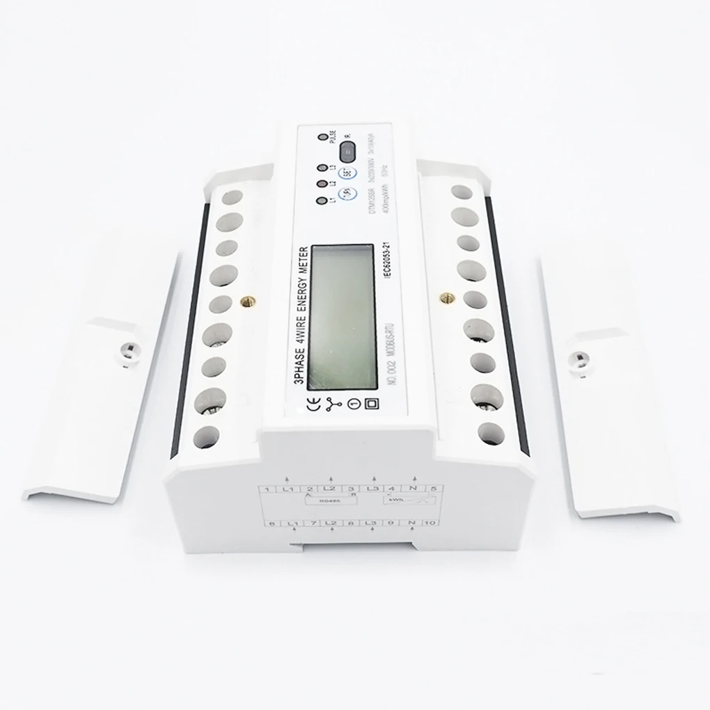 10-40A DIN Rail Energy Meter Portable LCD Display Double LED 35mm Home School Factory Gauge 3 Phase 4 Wire Wattmeter