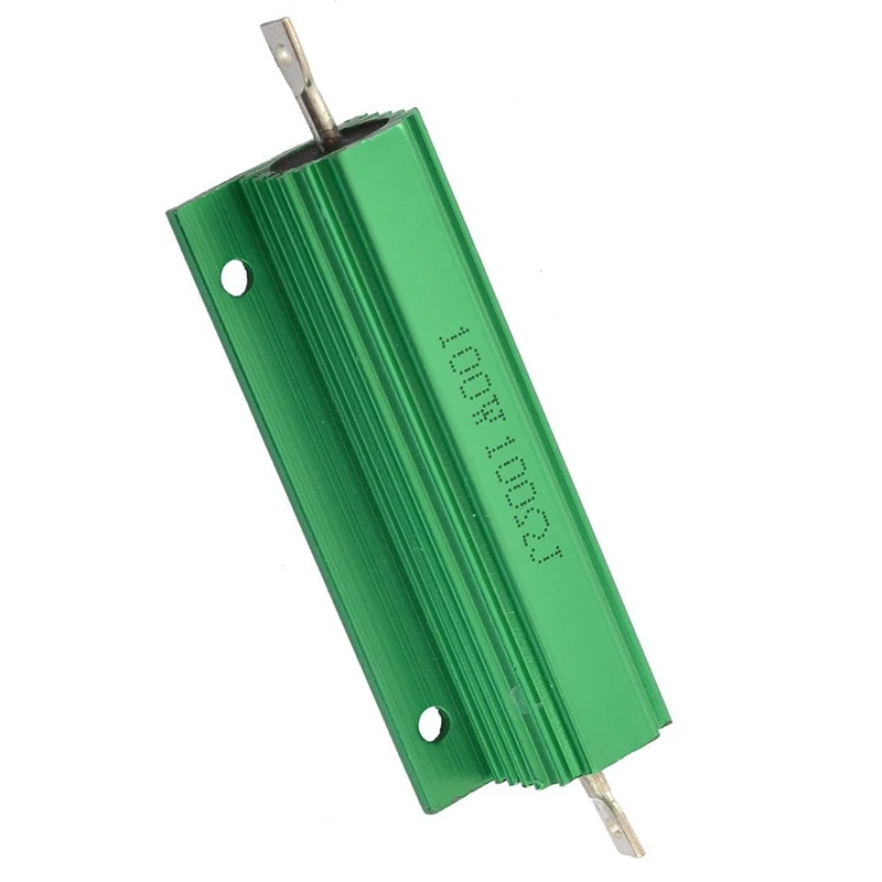 Resistenza di potenza a filo avvolto con guscio in alluminio da 2 pezzi verde 100W 100 Ohm e 50W 25 Ohm