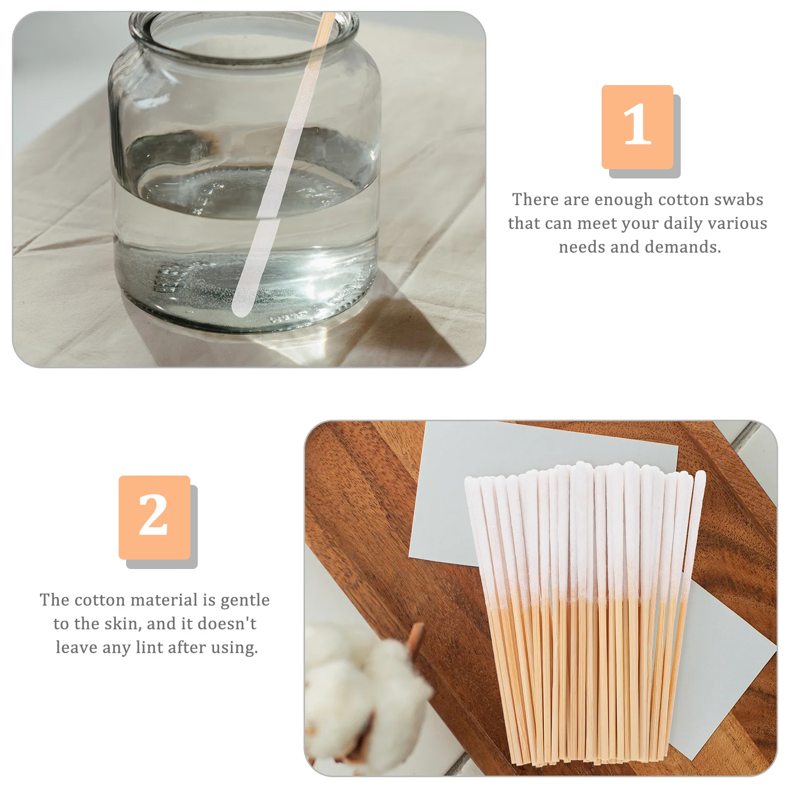

300pcs Swabs Beauty Household Pointed Swabs Accessory Pointed Tips Soft Lint Free Wooden Handle Household Use