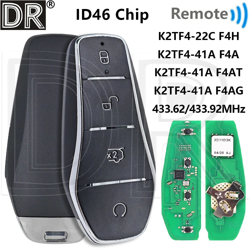 

Great 433.62/433.92MHz K2TF4-41A-F4A/F4H/F4AT/F4AG Car Remote Key For BYD L PLUS Yuan Qin Dolphin Tang PLUS SON DM-i Qin PLUS EV