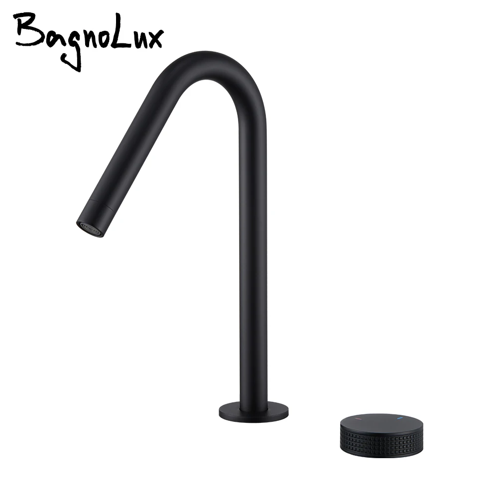 

Matte Black Basin faucet Knurled Single Handle Widerspread Faucet Hot And Cold Desk Mounted Sink Tap Bathroom Mixer