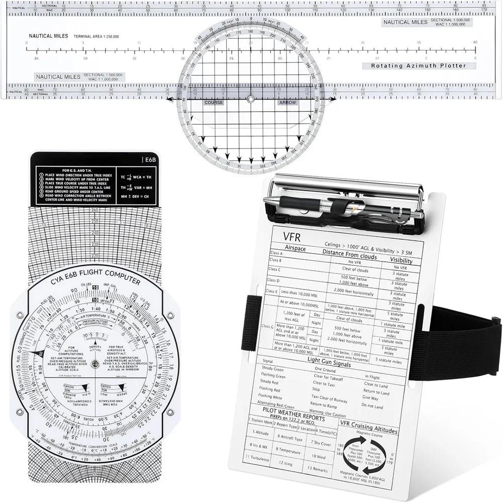 DT38 Aviation Pilot Tools Kit E6b Flight Computer Calculator Aviation Aluminum Kneeboard Essential Pilot Accessories Gifts