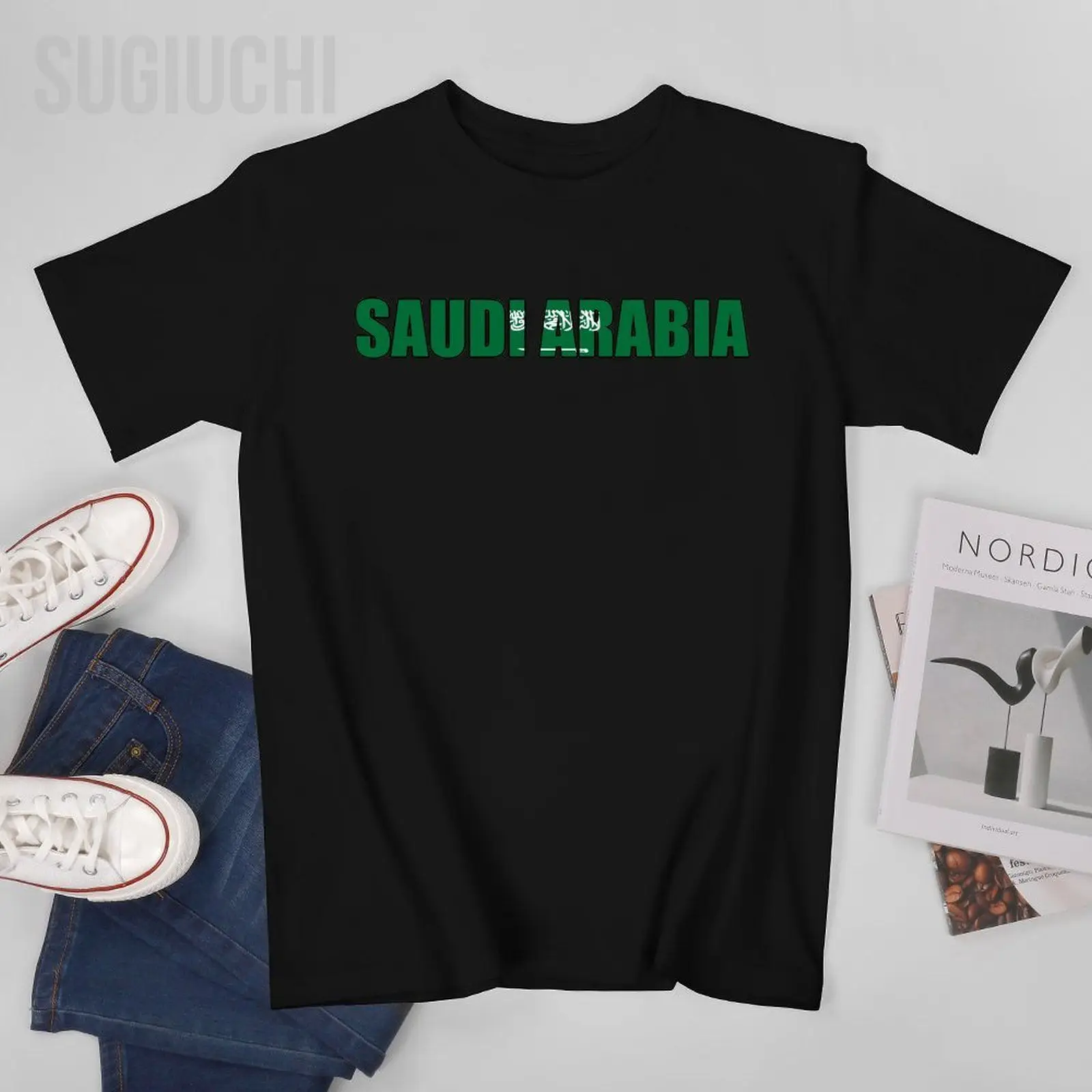 Men Short T-Shirt Saudi Arabia Letter Flag Tshirt Tees O-neck T Shirts Women Boys 100% Cotton Unisex Nation Apply All Seasons