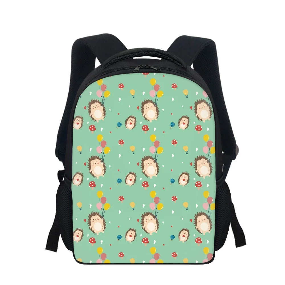 Bolsa de libros informal de 12 pulgadas para niños, mochilas escolares pequeñas con estampado de erizo de dibujos animados, mochila para niños,