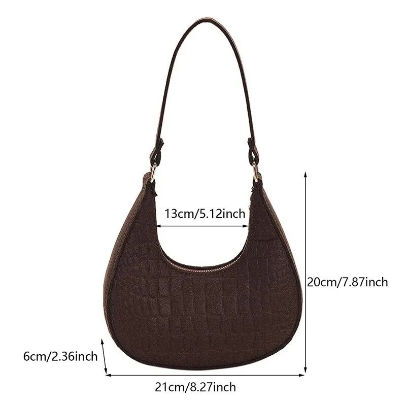 Candy Color Advanced Design Texture Armpit Handbags Felt Shoulder Bags For Women Women\'s Subaxillary Bag Purses Crescent Bag