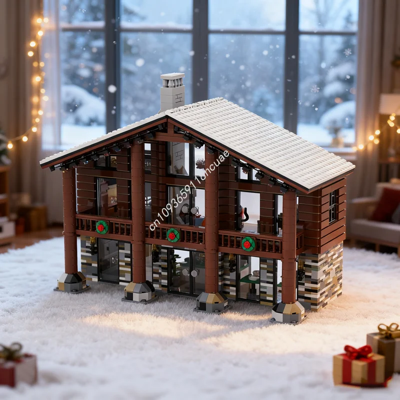 

2032pcs MOC Ski Lodge Seasonal Christmased Model Building Christmas Gift Blocks Assemble DIY Creative Education Toys Birthday