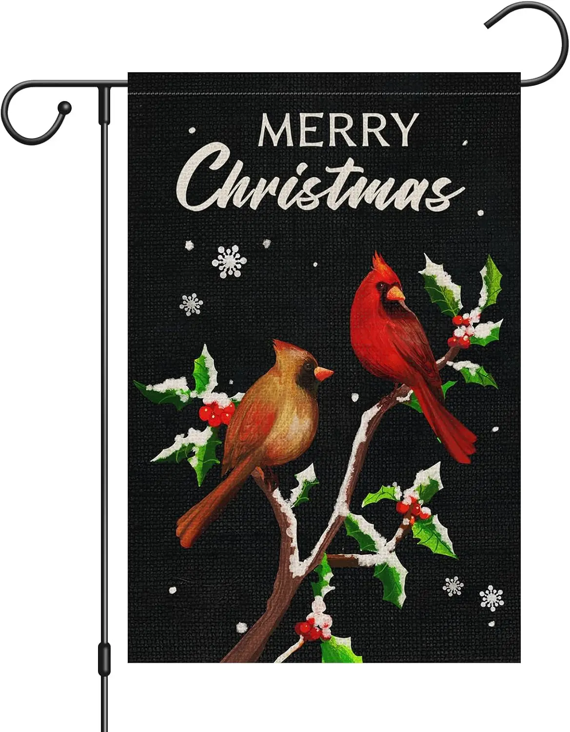 Merry Christams Garden Flag 12x18 Double Sided, Small Vertical Burlap Cardinal Bird Christams Yard Flag Winter Holiday Farmhouse