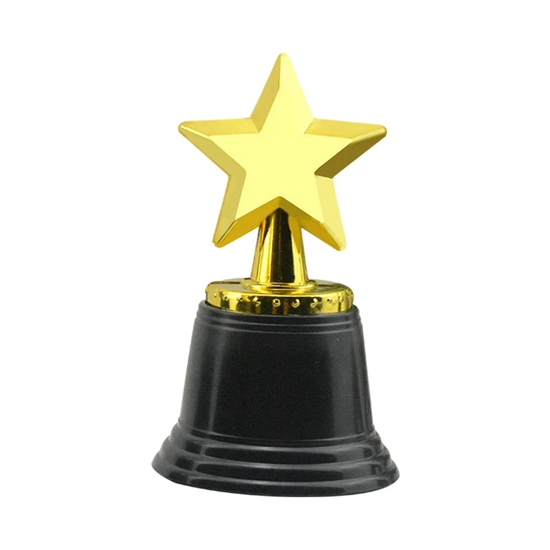 Trofei di stelle d'oro in plastica per bambini da 16 pezzi, trofeo premio color oro per calcio, calcio, Baseball, premio di carnevale, regalo per feste