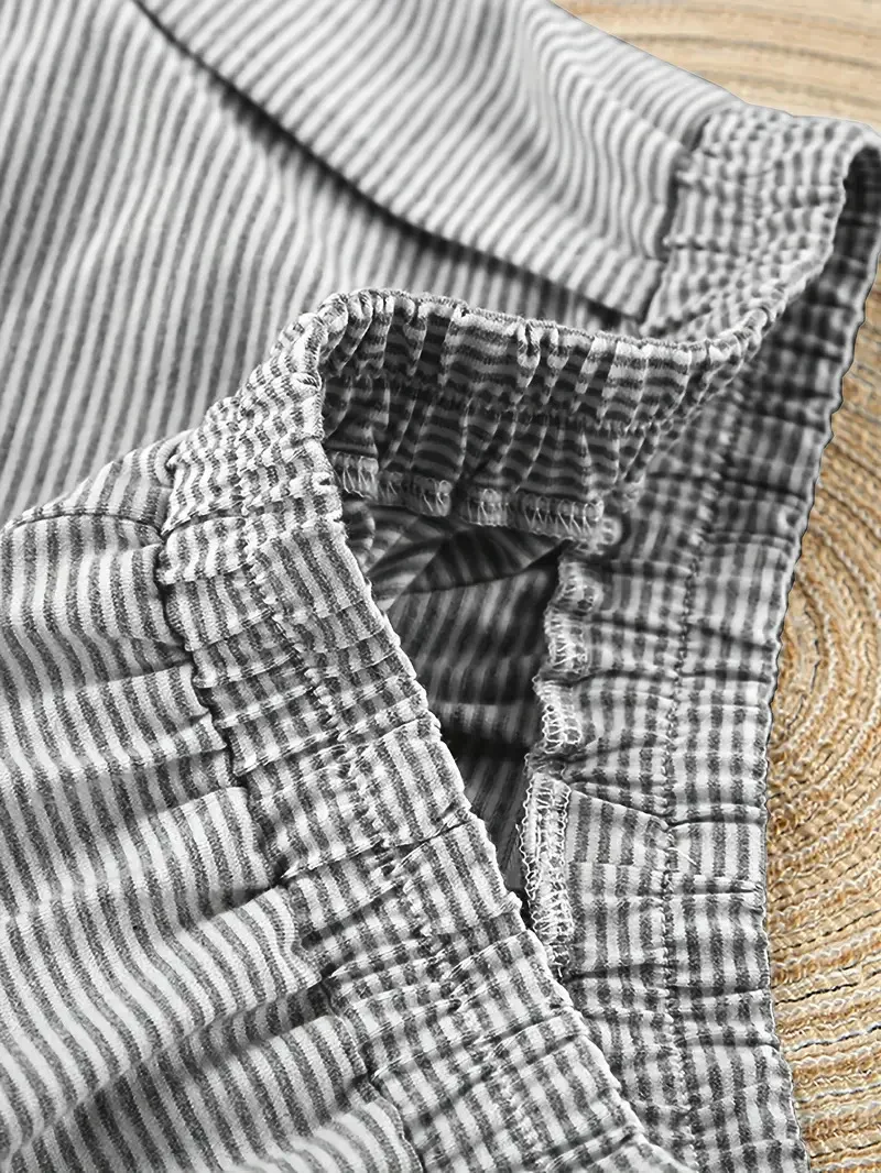 Women's Stripe Pajamas Set Short Sleeve T-Shirt And Shorts Sleepwear 2 Piece Set For Women Home Casual Loose Round Neck Pajamas