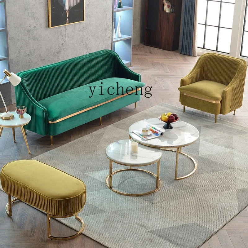 

XL reception American light luxury small apartment living room clothing store double Internet celebrity velvet sofa