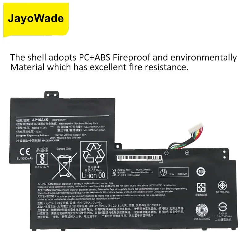 جديد AP16A4K بطارية الكمبيوتر المحمول لشركة أيسر سويفت أسباير 11 AO1-132 SF113-31-P865 SF11 NE132 N16Q9 KT.00304.003 11.25V 3770mAh بطاريات #2
