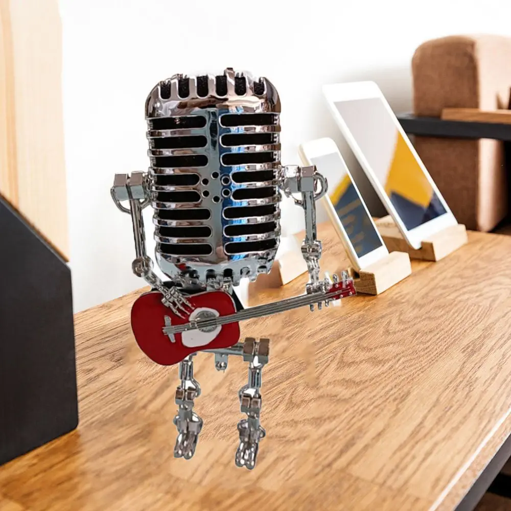 Glow USB Retro Wrought iron Robot Microphone for playing guitar Decorations Desk lamp