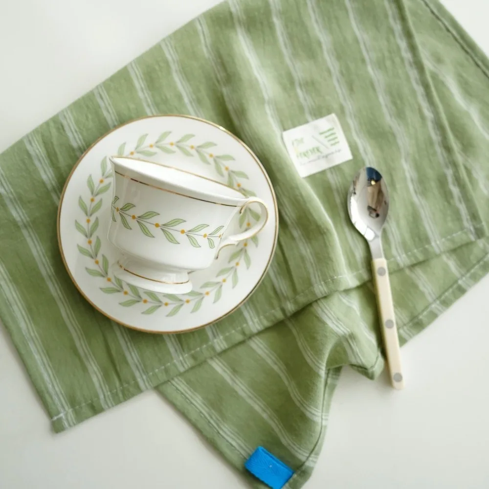 

2PCS Practical Retro Japanese Napkins Household Classic Classic Striped Napkins Hanging Striped Pattern Dishcloths Home