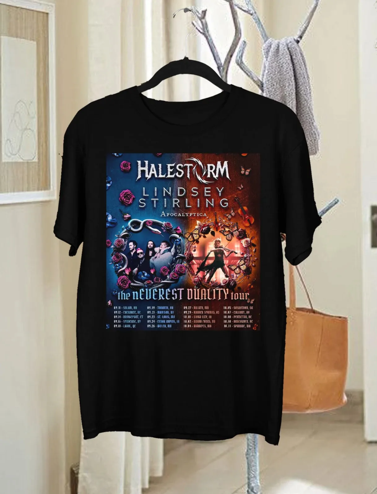 

НОВАЯ черная футболка всех размеров с коротким рукавом Halestorm 2025 Tour