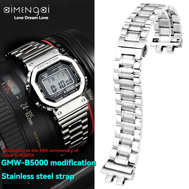 GM-B2100 Stainless steel watchband for casio g-shock GMW-B5000 GMB2100 GMC-B2100 MRG-B2100D Series modified models steel strap