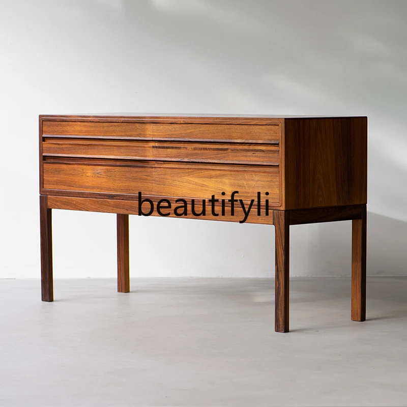 

All solid wood, drawer light luxury storage cabinet teak walnut bedroom, locker