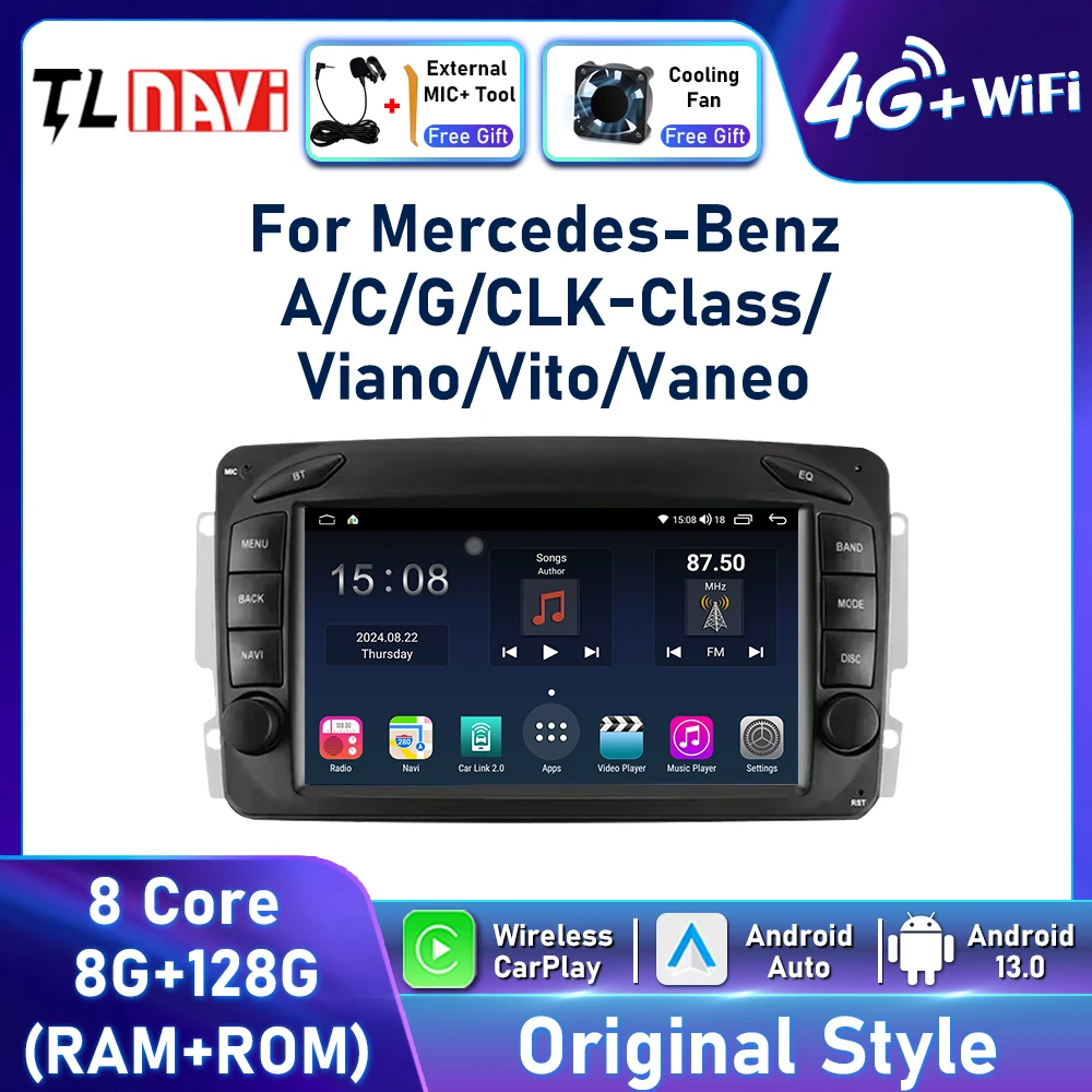 7Inch Android For Mercedes-Benz A/C/G/CLK Class Viano Vito Vaneo Multimedia Player GPS Navigation Android Car Radio Carplay
