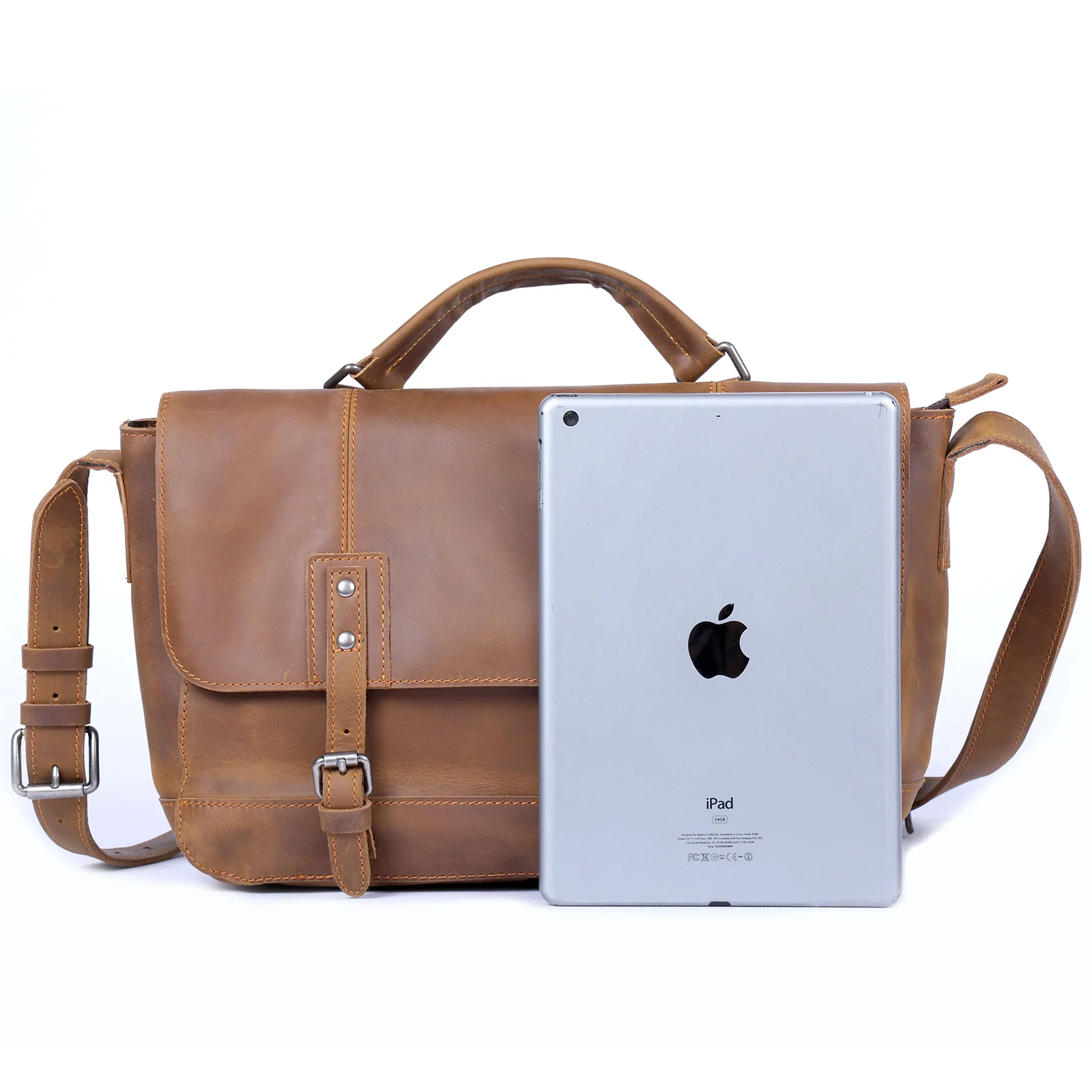 S.WORKER Vintage Herren-Umhängetasche aus Echtleder, Handgefertigte Crossbody-Tasche, Geschenk für Männer, für Handy & Schlüssel – Detail 18