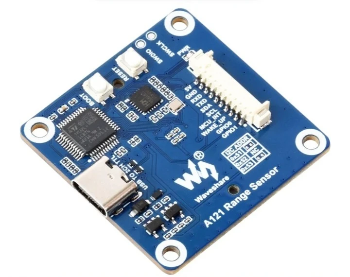 Waveshare A121 60GHz mmWave Radar Micro-Motion Detection Module, Pulsed Coherent Radar, High-Precision Distance Sensing