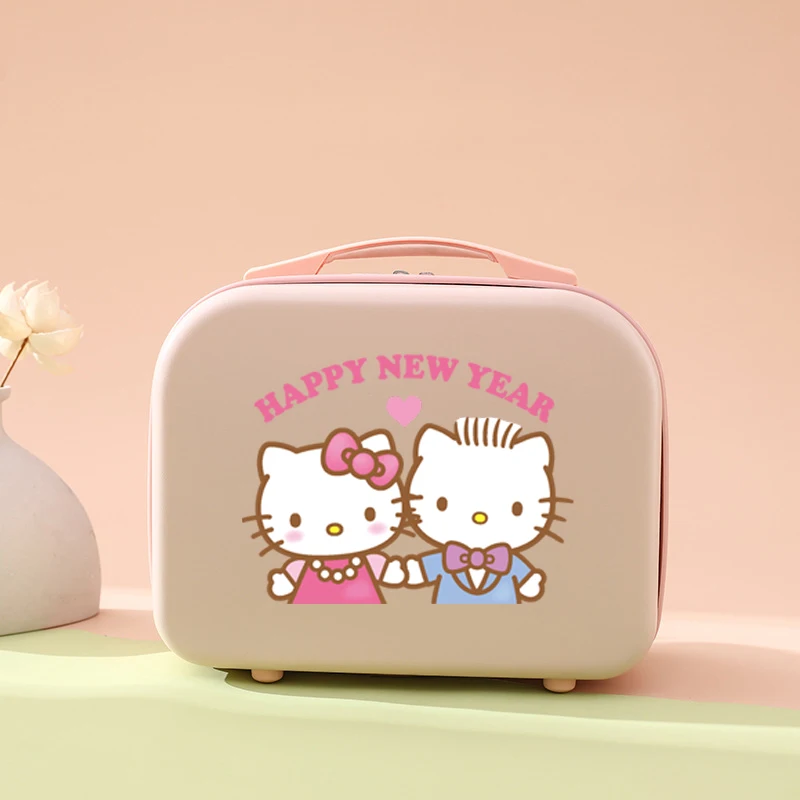 

Kawaii Sanrio Portable Cosmetic Case Hello Kittys Accessories Cute Anime Luggage Storage Bag Traveling Case Toys for Girls Gift