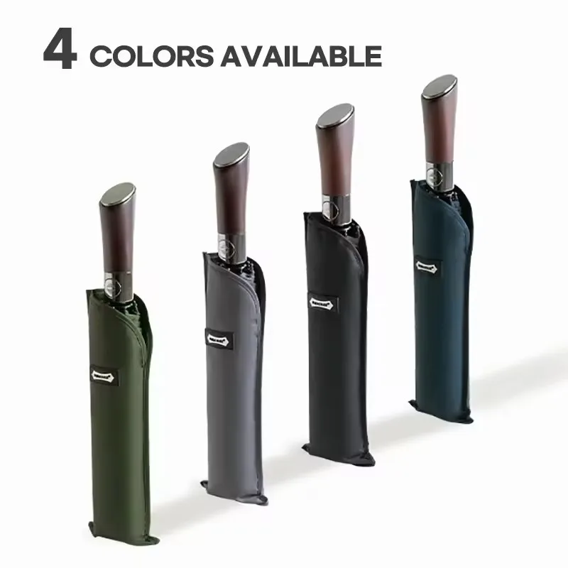 Paraguas automático Parachase para hombre, paraguas plegable grande de 120cm, resistente al viento, mango de madera fuerte, paraguas grande de Golf de lujo 8K