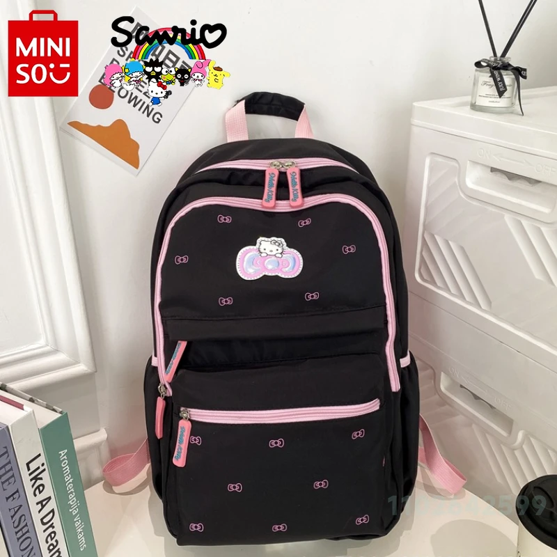 Imagem -02 - Miniso-mochila Hello Kitty para Mulheres e Meninas Leve e Grande Capacidade Mochila Estudantil Elegante de Alta Qualidade Nova