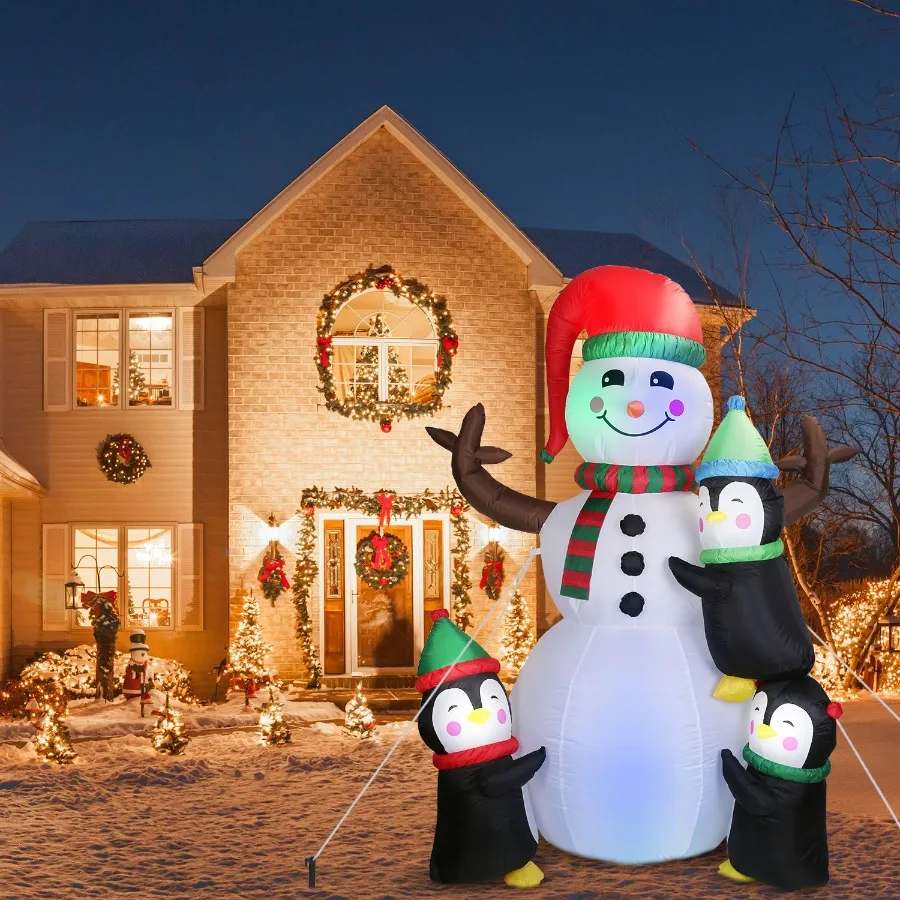 

5.9FT Christmas Inflatable Outdoor Dration Snowman Peng Blow Up Yard Dration with LED Light Builtin Air Blower for Winter Holid