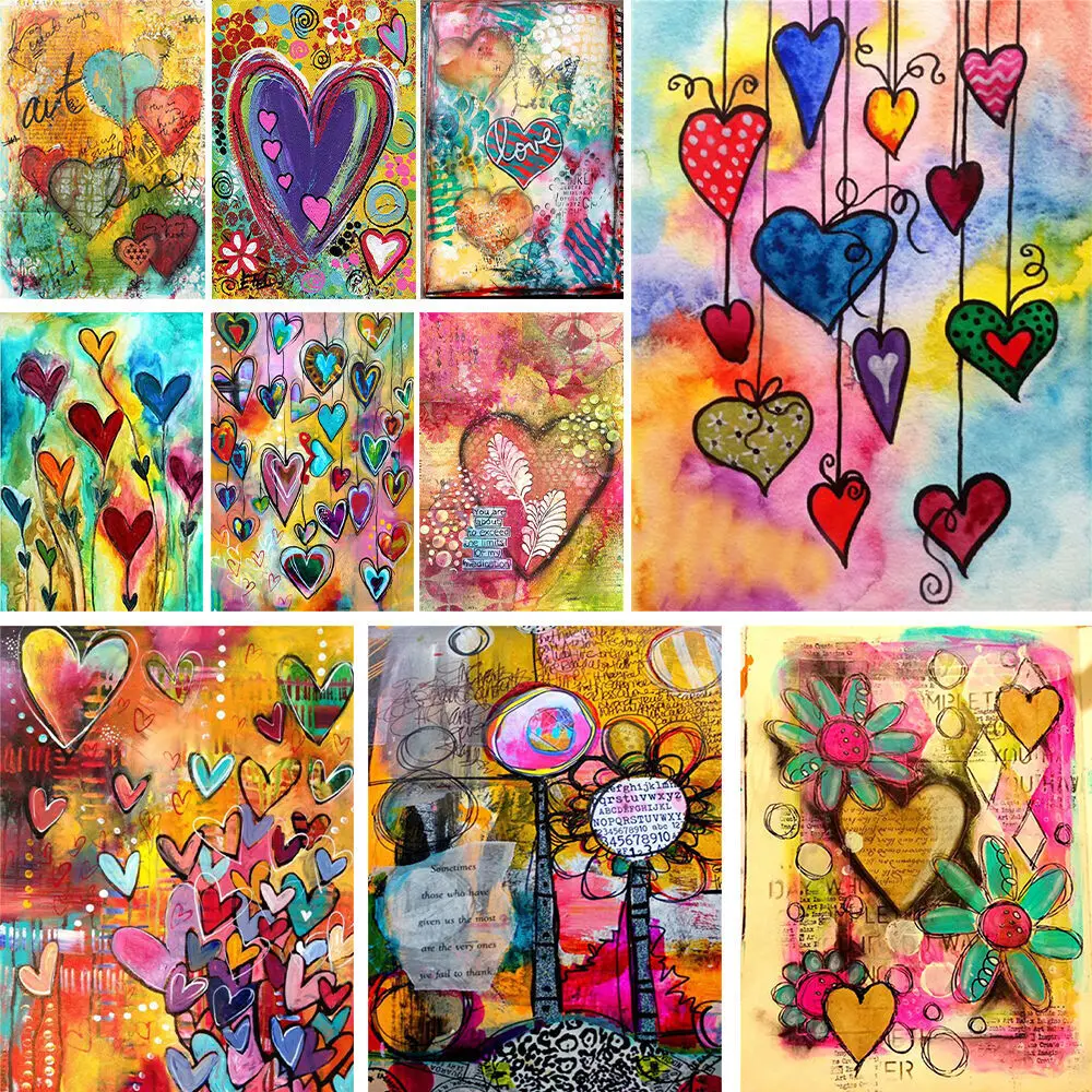 

Cartoon Love Heart Printed Canvas Cross-Stitch Complete Kit Embroidery Handiwork Handmade Hobby Painting Wholesale Counted Floss