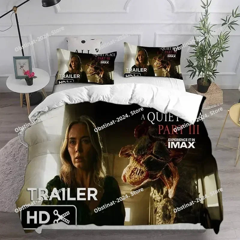 A Quiet Place Bedding Set Printed Bed Set With Pillowcase Duvet Cover Soft Single Double Queen Super King Size Kids Adult Size