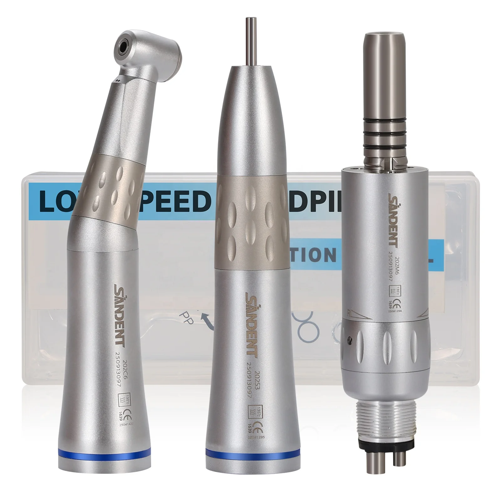 

de ntal Inner Water Spray Low Speed Handpiece Push Button Contra Angle Straight Handpiece Air Motor 4 Holes E-Type Kit